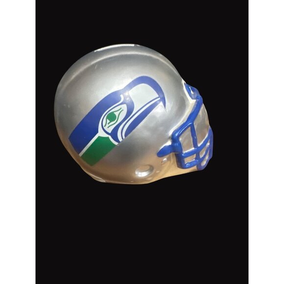 Swank Seattle Seahawks Silver & Blue Football Helmet Ceramic Coin Bank - Picture 2 of 6